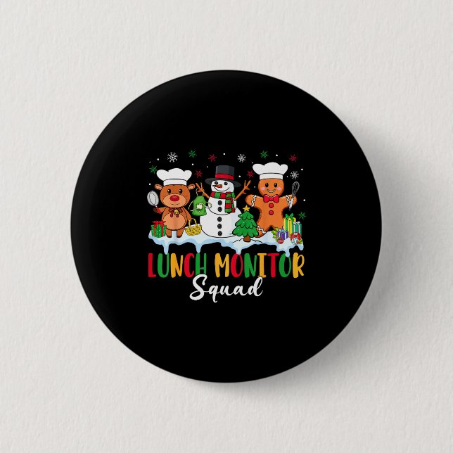 Badge Rond 5 Cm Lunch Monitor Squad Reindeer Snowman Gingerbread C (Devant)