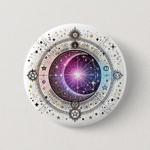 Badge Rond 5 Cm Lune astrologique zodiaque