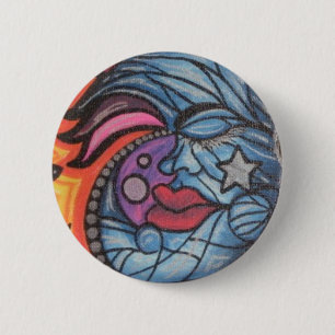 Badge Rond 5 Cm Lune bleue