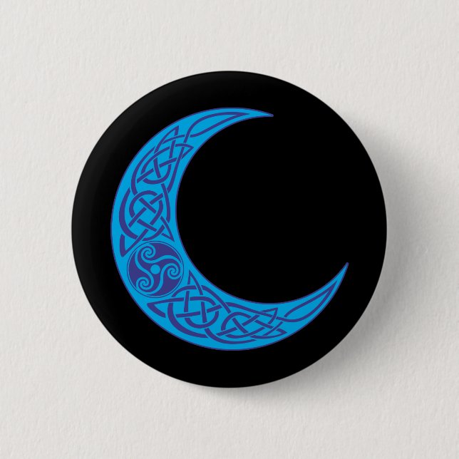 Badge Rond 5 Cm Lune bleue celtique (Devant)