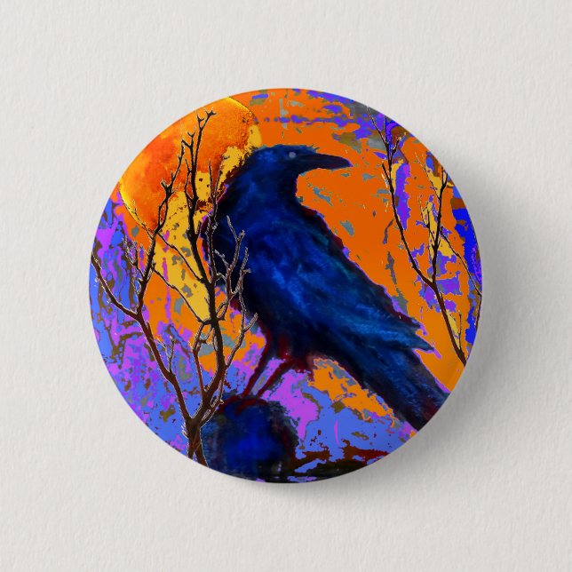 Badge Rond 5 Cm Lune bleue mystique de Raven par Sharles (Devant)