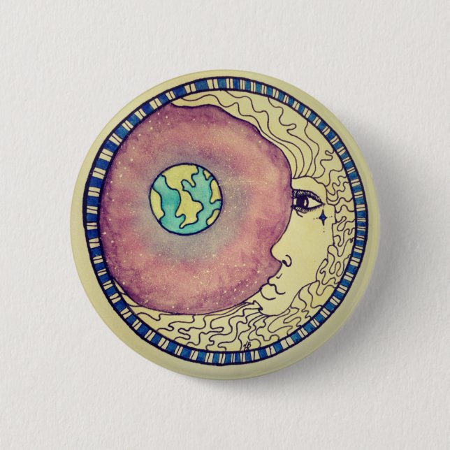 Badge Rond 5 Cm Lune de mère (Devant)