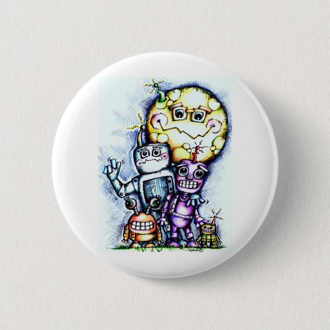 Badge Rond 5 Cm Lune de robot (Devant)