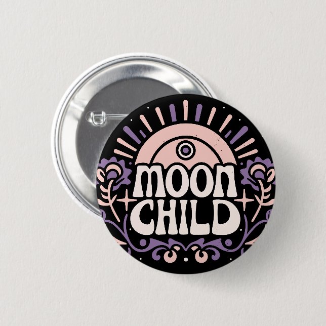 Badge Rond 5 Cm Lune enfant mauve sorcière whimsigoth esthétique (Devant & derrière)