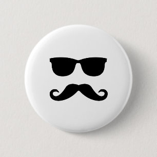 Badge Rond 5 Cm lunettes de soleil et 'stache