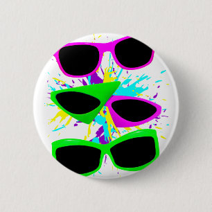 Badge Rond 5 Cm Lunettes de soleil néon vintage Corey Tiger 80s éc