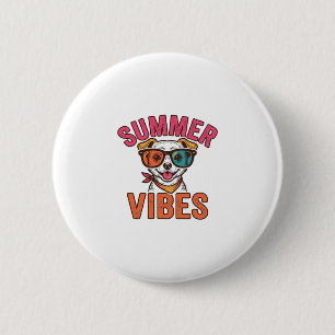 Badge Rond 5 Cm Lunettes de soleil pour chien ambiance estivale De