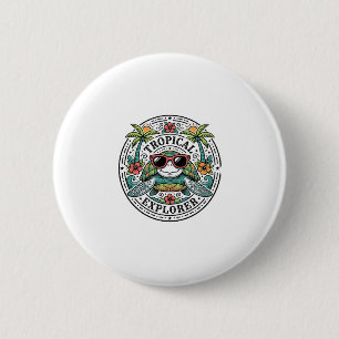 Badge Rond 5 Cm Lunettes de soleil Tortue de mer Tropical Vintage