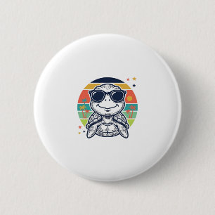 Badge Rond 5 Cm Lunettes de soleil tortue tropicale vintage Beach
