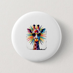 Badge Rond 5 Cm Lunettes de soleil vintage Girafe Drôle Animal Afr