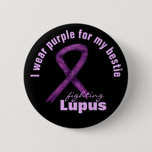 Badge Rond 5 Cm Lupus Awareness Mois / Purple Ribbon Je porte pour