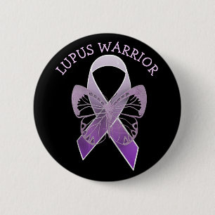 Badge Rond 5 Cm Lupus Guerrier Purple Sensibilisation Ruban Butto