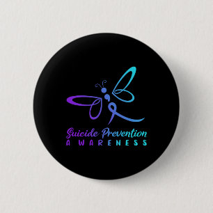 Badge Rond 5 Cm Lutte Contre Le Suicide De La libellule Rose Et Le