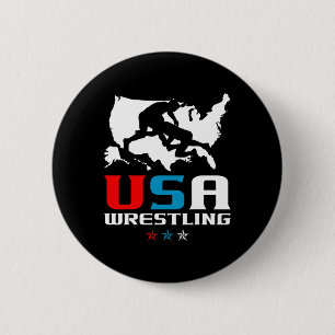 Badge Rond 5 Cm Lutte Usa Jour de l'Indépendance Drapeau Américain