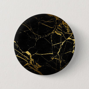 Badge Rond 5 Cm Luxe Marbre noir et or Texture