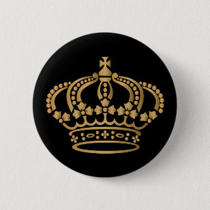 Badge Rond 5 Cm Luxurious Gold Crown Black