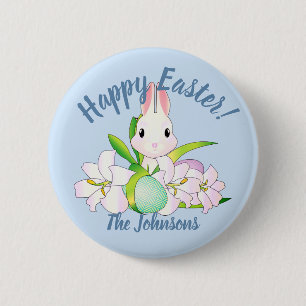 Badge Rond 5 Cm Lys de Pâques et Bunnies sucrés