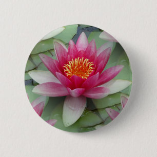 Badge Rond 5 Cm Lys d'eau de Lotus rose