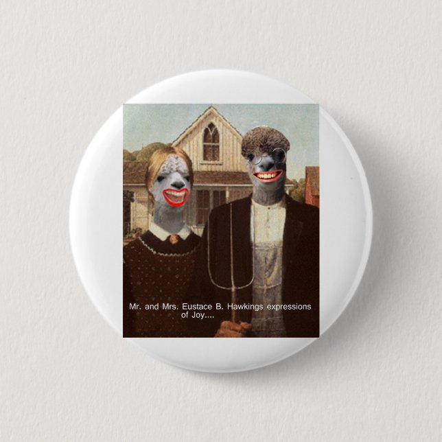 Badge Rond 5 Cm M. et Mme Eustace B. Hawkings Expressions de joie (Devant)