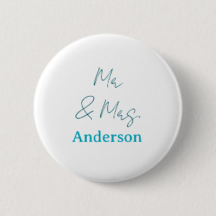 Badge Rond 5 Cm M & Mme ajout nom de famille date année cadeau de 
