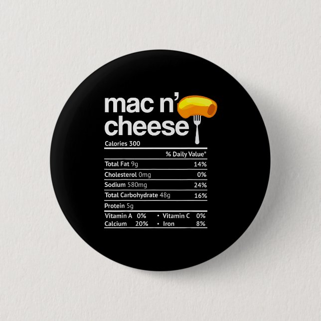 Badge Rond 5 Cm Mac And Cheese Nutrition Funny Thanksgiving Mac N' (Devant)