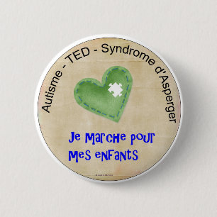 Badge Rond 5 Cm Macaron Je marche pour mes enfants