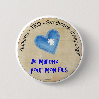 Badge Rond 5 Cm Macaron Je marche pour mon fils