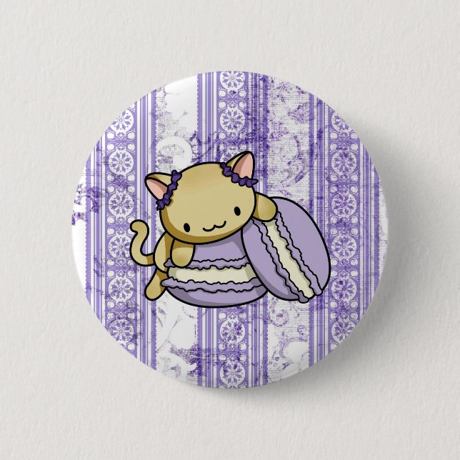 Badge Rond 5 Cm Macaron Kitty (Devant)