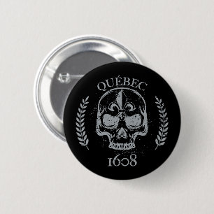 Badge Rond 5 Cm Macaron Québec Crâne/Grue motard grunge noir