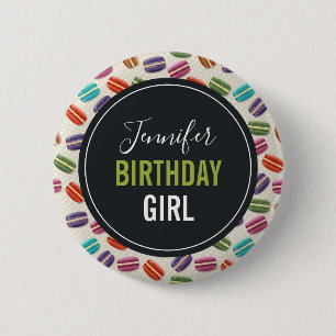 Badge Rond 5 Cm Macarons Motif parisien coloré Fille d'anniversair