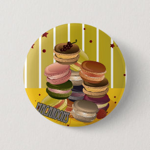 Badge Rond 5 Cm Macarons Vintage