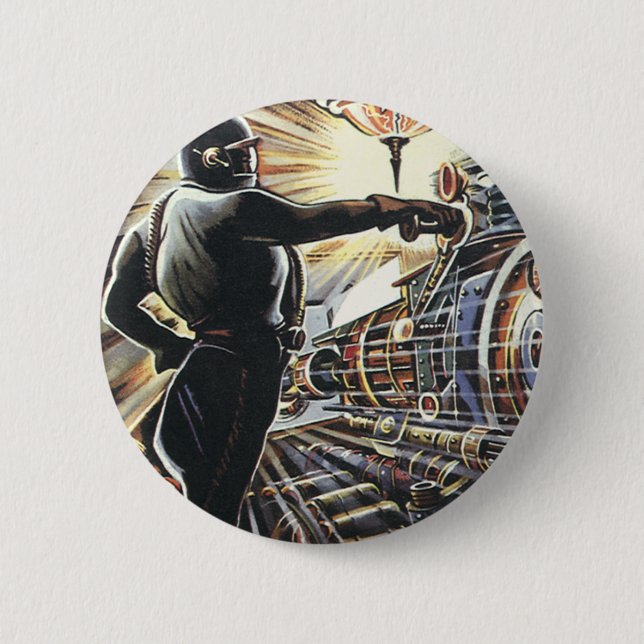 Badge Rond 5 Cm Machines futuristes Sci Fi de science-fiction vint (Devant)