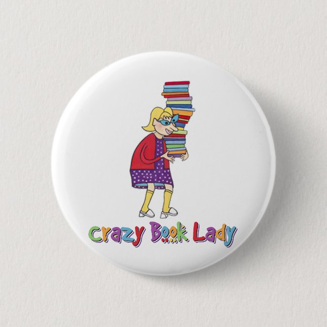 Badge Rond 5 Cm Madame folle de livre (Devant)