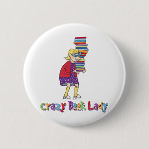 Badge Rond 5 Cm Madame folle de livre