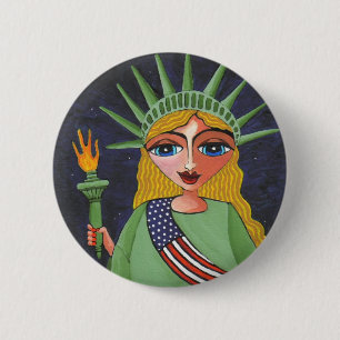Badge Rond 5 Cm Madame Liberty - bouton de vol