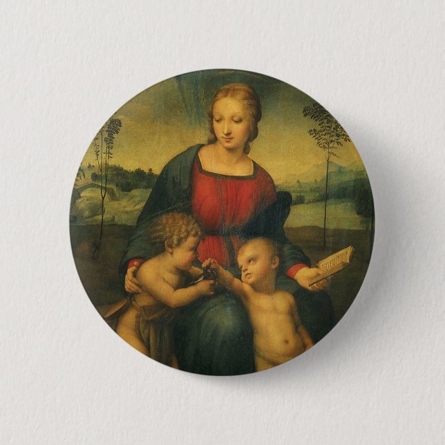 Badge Rond 5 Cm Madonna du Goldfinch par Raphael Sanzio (Devant)
