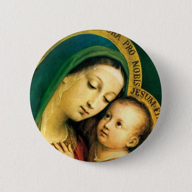BADGE ROND 5 CM MADONNA ET ENFANT (Devant)