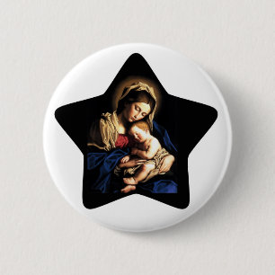 Badge Rond 5 Cm Madonna et étoile faite sur commande de bouton