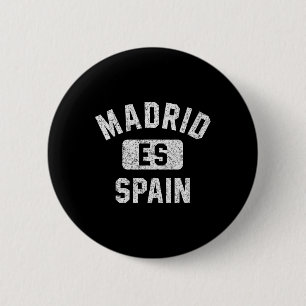 Badge Rond 5 Cm Madrid Espagne Gym Style Perdu Blanc Impression