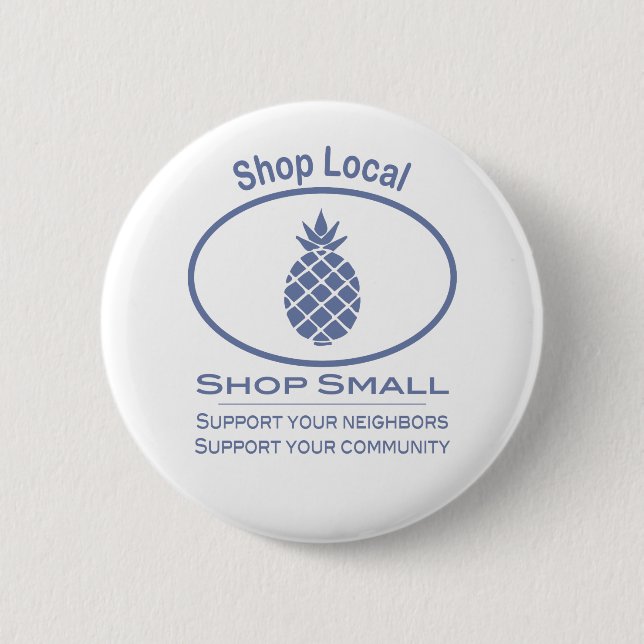 Badge Rond 5 Cm Magasiner local, Acheter Petite ananas bleu (Devant)