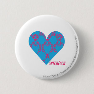 Badge Rond 5 Cm Magenta-Aqua 3 de damassé