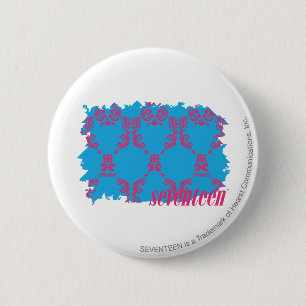 Badge Rond 5 Cm Magenta-Aqua 4 de damassé