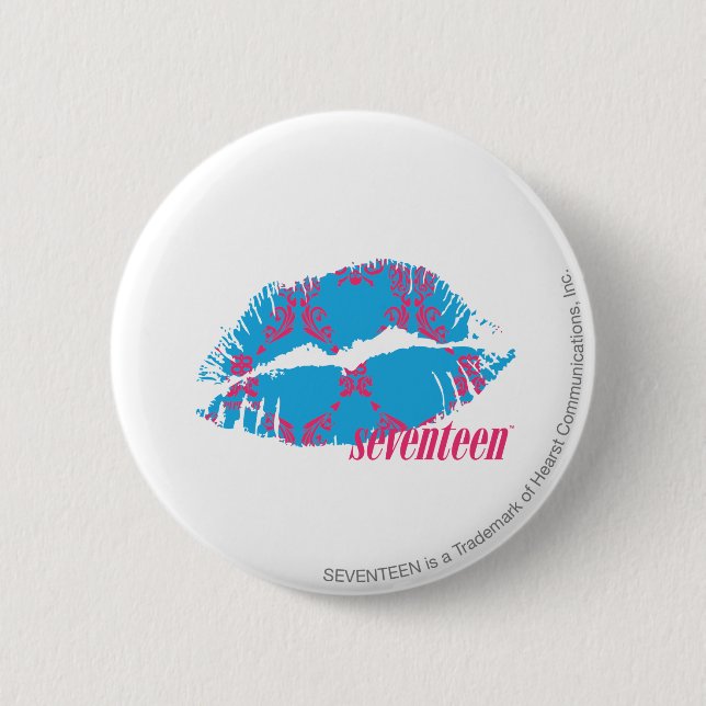 Badge Rond 5 Cm Magenta-Aqua de damassé (Devant)