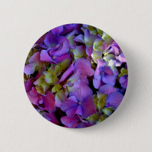 Badge Rond 5 Cm Magenta Purple Hydrangée bleu violet jaune