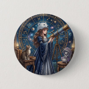 Badge Rond 5 Cm Magical Astronomy Anime Girl - Rêves & Rêverie