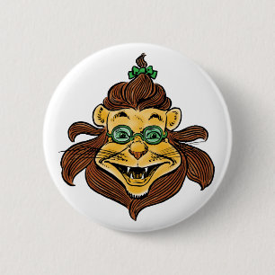Badge Rond 5 Cm Magicien d'Oz vintage, Lion portant des lunettes v