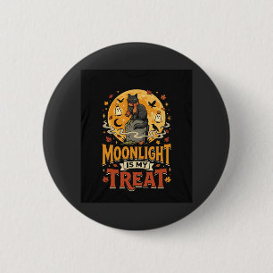Badge Rond 5 Cm Magie de la Lune du Chat Noir Halloween