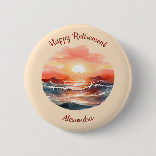 Badge Rond 5 Cm Magnifique coucher de soleil sur les vagues de l'o