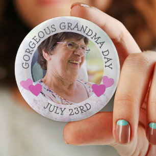 Badge Rond 5 Cm Magnifique grand-mère Jour Juillet 23 Bouton perso