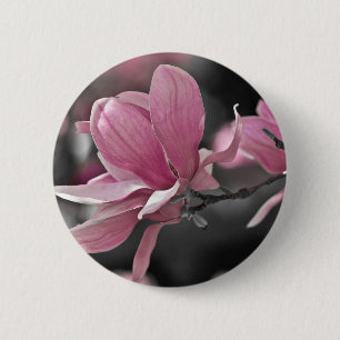 Badge Rond 5 Cm Magnolia à assiette japonaise rose